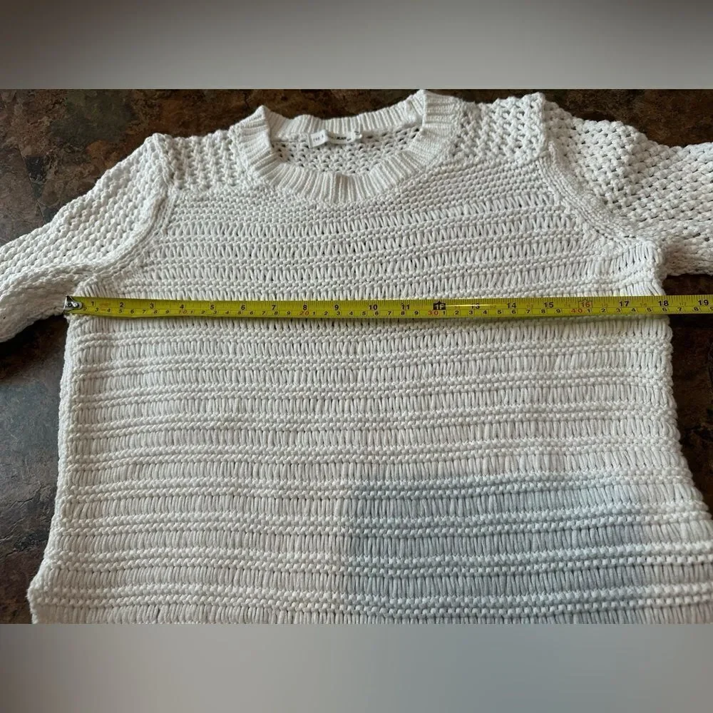 Rag & Bone Ivory Mesh Knit Cotton Crewneck Sweater Pullover Size Small